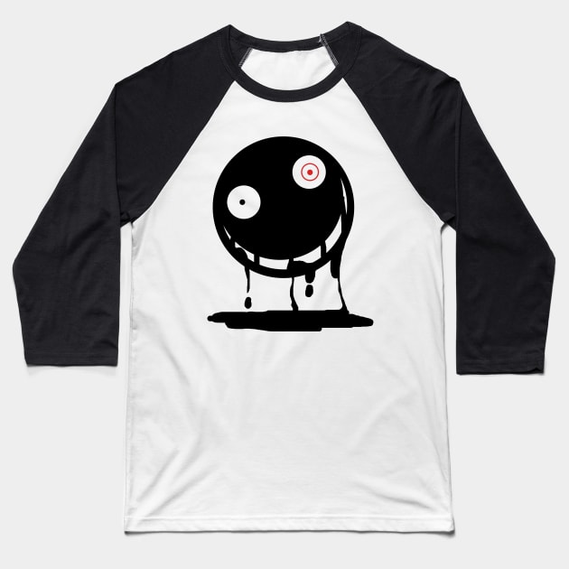 Happy Creepy Face Baseball T-Shirt by Siren-Blue-Cat